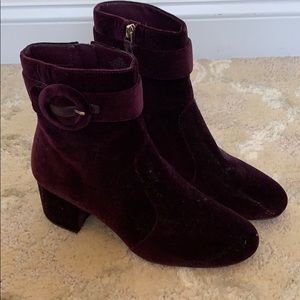 Deep purple velour booties